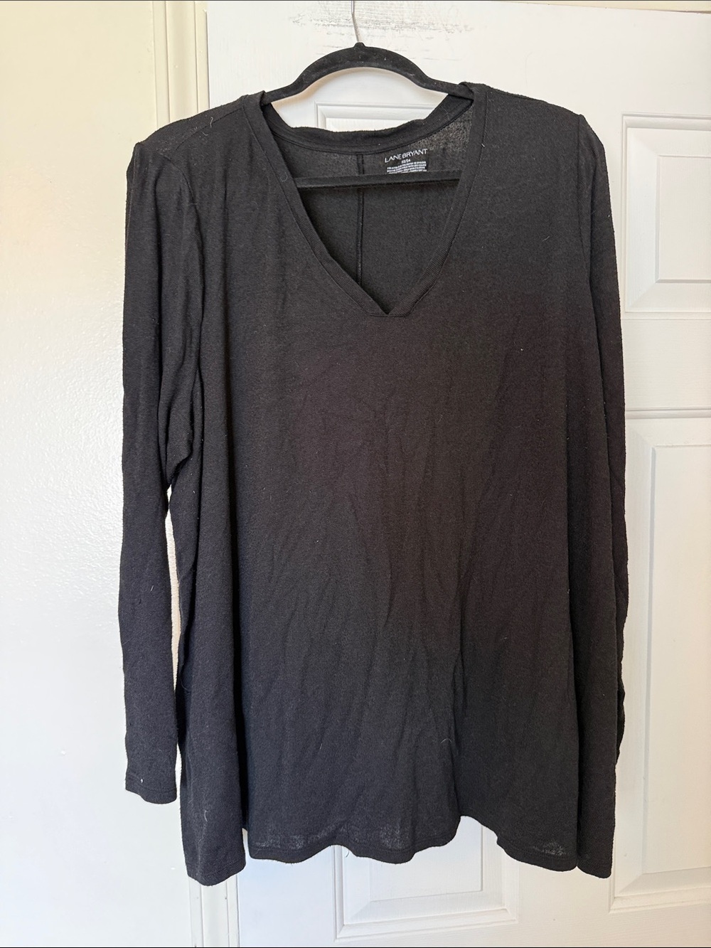 Lane Bryant Black V-Neck Long Sleeve Tee Top